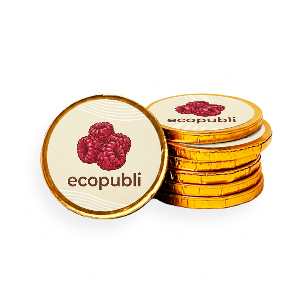 Monedas de chocolate con logo