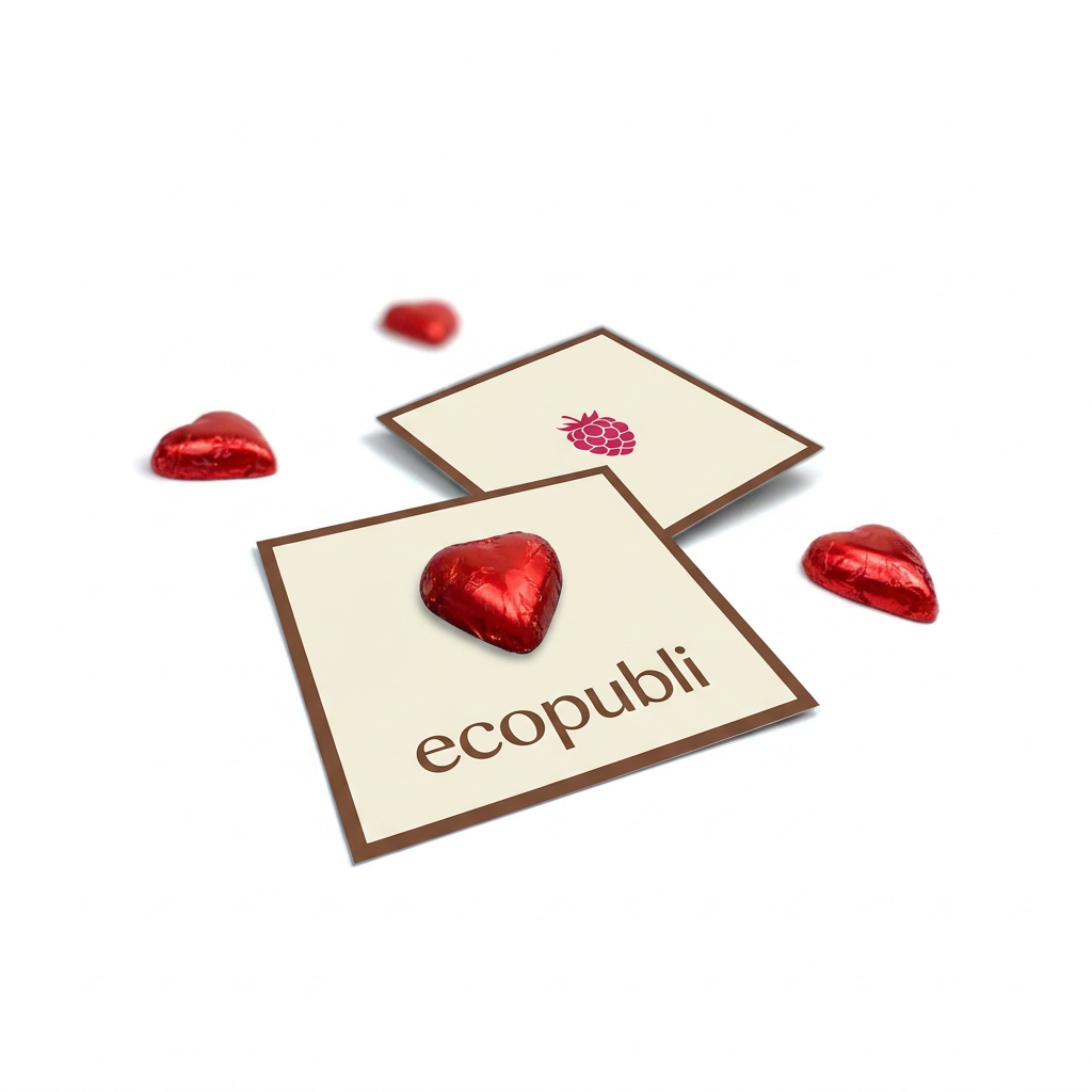 Postal con corazón de chocolate